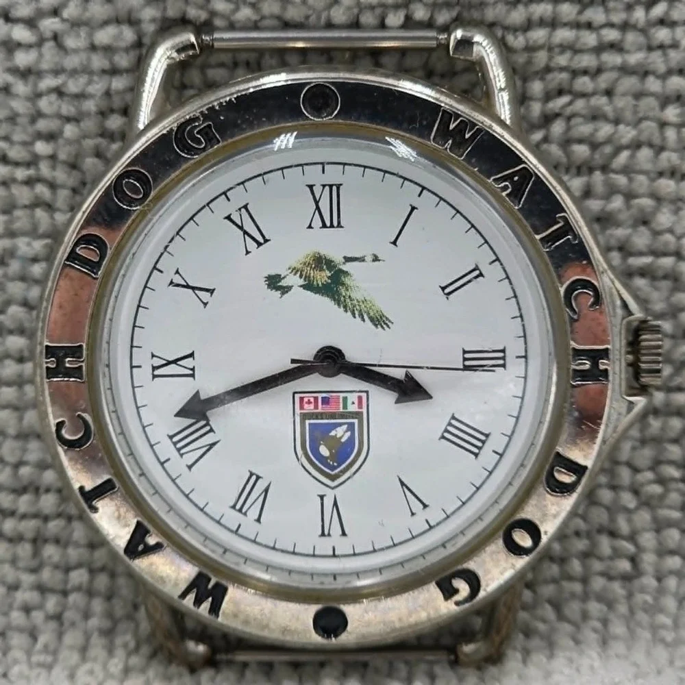 Original Watch Dog Stainless Steel Roman Numerical Watch Face Untested Vintage